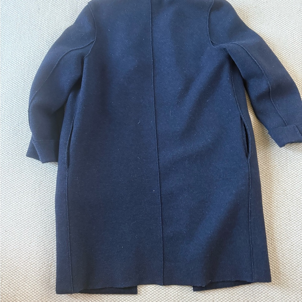 Classic Harris Wharf Navy Long Wool Coat - Picture 2 of 7
